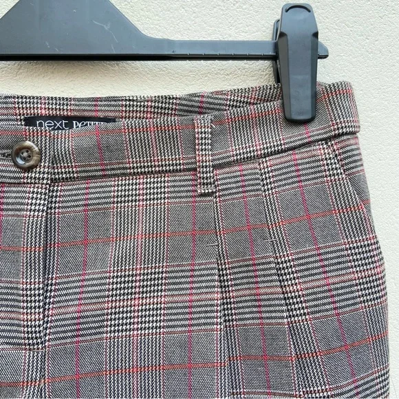 NEXT Women’s Check Plaid Trousers Sz 10 Petite Short Ankle Grazer Tartan Stretch - Picture 3 of 9